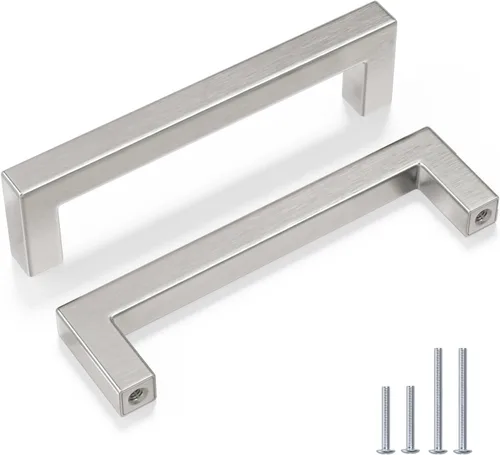 Vista 14 de Goldenwarm 1 paquete de manija cuadrada negra para cajones de gabinete de barra, de acero inoxidable, herrajes modernos para gabinetes de cocina