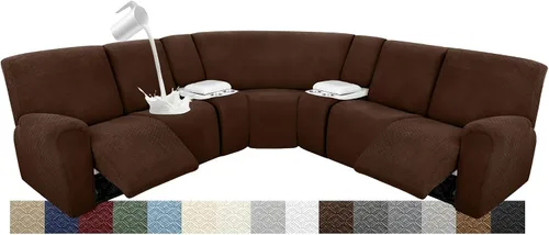 Vista 114 de Fundas para sofá modular reclinable, impermeable, en forma de L, lavable, para sofá reclinable en forma de L, súper elásticas, suaves, para esquinas