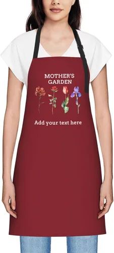 Vista 64 de Delantales personalizados para mujer, diseño de delantal de chef ajustable con nombre, textos, fotos, flores, regalos para el día de la madre