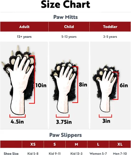 Vista 5 de Lazy One Juego de manoplas y pantuflas con diseño de patas, bonitos accesorios de animales para niños y adultos