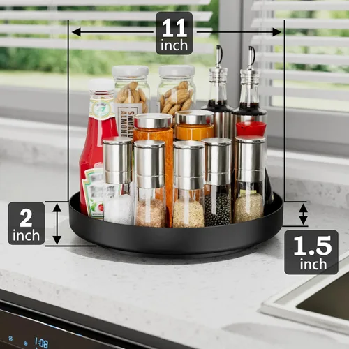 Vista 3 de Organizador Giratorio Ovicar Lazy Susan - Estante Giratorio de Especias de Metal de 11 Pulgadas Lazy Susan para Gabinete Despensa Cocina Encimera