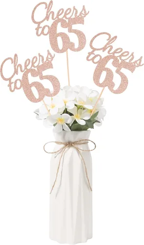 Vista 7 de Gexolenu Cheers to 21, paquete de 10 centros de mesa con purpurina dorada de doble cara para cumpleaños número 21 para mesas, palitos decorativos