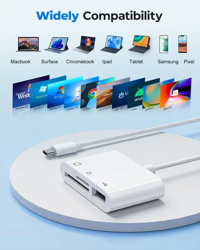 Vista 5 de Estación de acoplamiento USB-C para MacBook Pro/Air, Dual HDMI, USB-C Dock con 10Gbps, PD3.0, RJ45, 2xUSB 3.0, 2xUSB 2.0, SD/TF, Audio