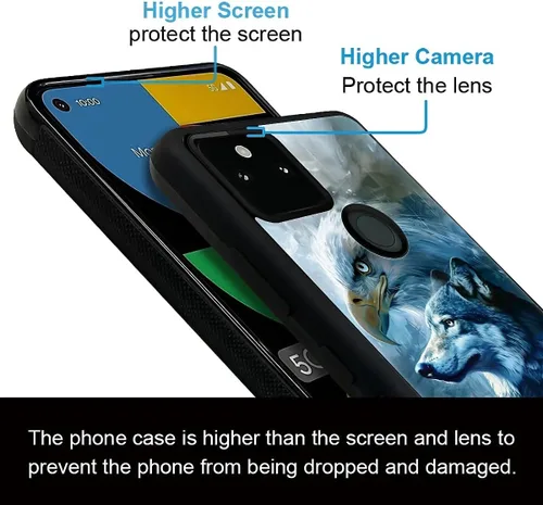 Vista 1258 de Compatible con Google Pixel 4A 5G Mobile Case Creative Acrylic Panel trasero Silicona Protección Grip especialmente diseñado para Google Pixel 4A 5G