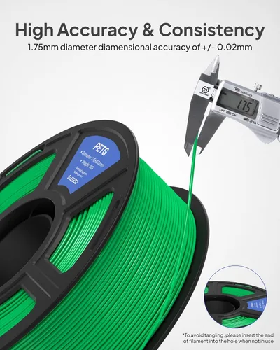 Vista 4 de ELEGOO Filamento PETG para impresora 3D de 0.07 in, color negro, 8.8 lbs