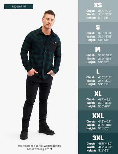 Vista 2 de RevolutionRace Camisa de fogata para hombre, camisa de franela duradera, ideal para pesca, senderismo y otras actividades al aire libre