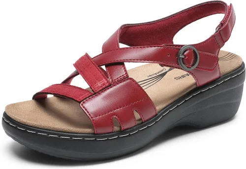 Vista 9 de DREAM PAIRS Sandalias de cuña cómodas con soporte de arco para mujer, puntera abierta, zapatos para caminar de verano