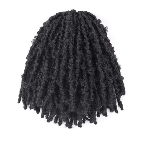 Vista 5 de Toyotress Butterfly Locs - Cabello de ganchillo de 8 pulgadas, 7 piezas de trenzas de ganchillo desgastadas pretrenzadas, color negro natural
