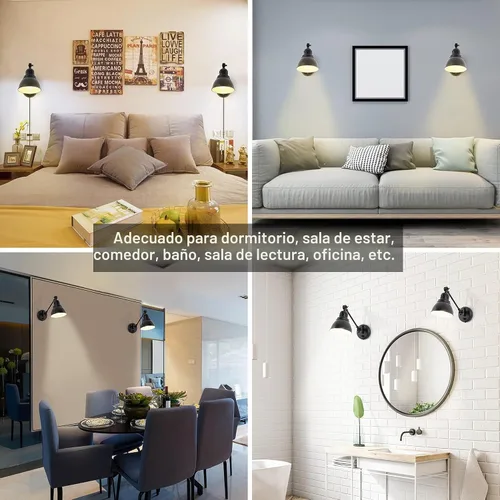 Vista 7 de GOODATE Apliques de pared enchufables, iluminación de pared con interruptor de encendido y apagado regulable, lámpara de pared con brazo oscilante