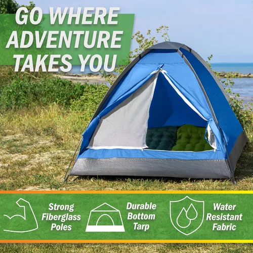 Vista 3 de 2 Person Camping Tent with Rain Fly and Carrying Bag - Lightweight Outdoor Pop Up Tents for Camping Essentials, Music Festivals, Backpacking