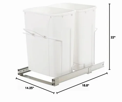 Vista 11 de Knape & Vogt Bote de basura extraíble de montaje inferior para gabinete Blanco - Tipo de deslizamiento de rodamiento de bolas