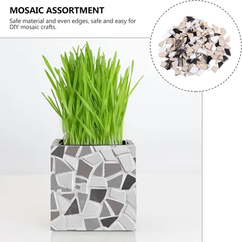 Vista 4 de HOMSFOU Azulejos de cerámica adhesivos azulejos de porcelana rotos irregulares Azulejos diminutos Piezas de vidrio de cristal para manualidades DIY