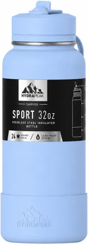 Vista 20 de Hydrapeak Botella de agua deportiva aislada de 32 onzas con tapa con popote, a prueba de fugas y derrames, mantiene las bebidas frías durante 24