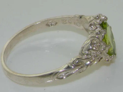 Vista 4 de LetsBuyGold Anillo de plata de ley 925 con peridoto genuino para mujer