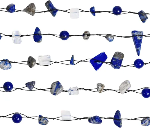Vista 3 de Mar azul Reconstruido lapis-lazuli five-layer Belleza algodón Cera Cuerda Collar