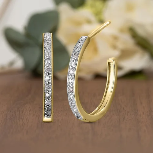Vista 3 de NATALIA DRAKE Aretes de aro pequeños con diamantes abiertos en C para mujer en plata de ley 925