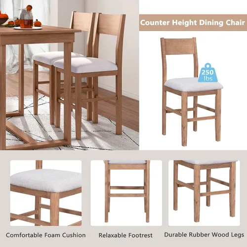 Vista 3 de Harper & Bright Designs Juego de mesa de comedor de 5 piezas con mesa de comedor rectangular y 4 sillas de comedor, juego de muebles de cocina