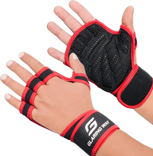 Vista 10 de Guantes de levantamiento de peso acolchados de neopreno Glaring Way para hombres y mujeres - Guantes de entrenamiento ventilados para atletas