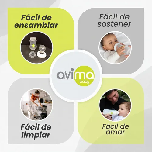 Vista 6 de Avima - Biberones anticólicos para bebé – 4 oz, tetinas de flujo lento – sin BPA, cuello estándar – Etapa 1 para 0–3 meses – Juego de 6