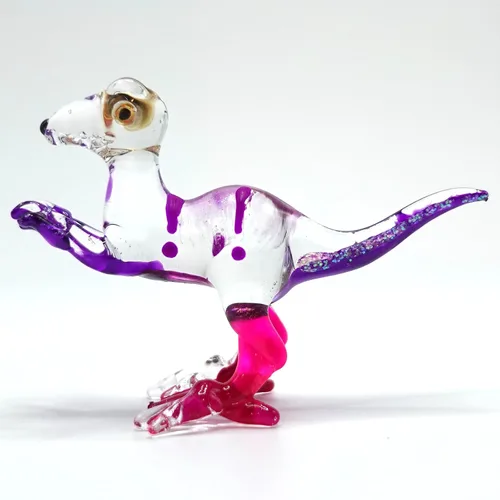 Vista 9 de T-rex Tyrannosaurus Dinosaurio Pequeñas Figuras en miniatura pintadas a mano de vidrio soplado de animales de arte coleccionable, regalo