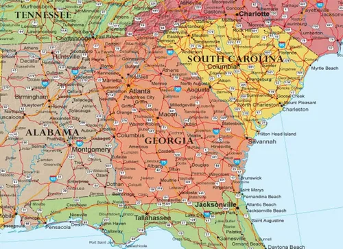 Vista 2 de Mapa de pared 3D clásico con mares azules de los Estados Unidos de América, 24x36, 24 x 36 pulgadas