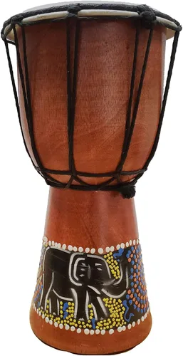 Vista 14 de Djembe decorativo de novedad de 6" de alto x 4" de ancho en la parte superior (Abstracto, 15.2 cm)