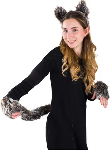 Vista 2 de Tigerdoe Juego de orejas y cola, disfraz de lobo, diadema de orejas de lobo, accesorios de disfraz de animales, Disfraz de lobo