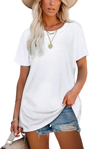 Vista 2 de Jescakoo Tops de verano para mujer cuello redondo ajuste holgado suaves