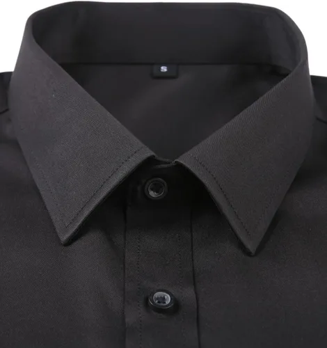 Vista 3 de corfty Camisa de vestir de manga larga para hombre, ajuste regular, elástica, sin arrugas, con botones