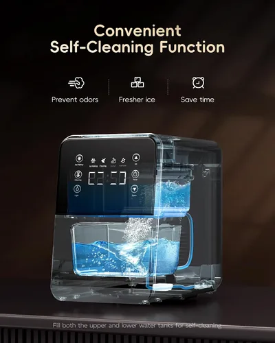 Vista 15 de ecozy Nugget Ice Maker - Encimera de hielo de guijarros masticable de 40 libras/24 horas, control de temporizador de un toque, máquina de hielo