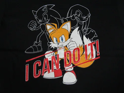 Vista 2 de Bioworld Sonic The Hedgehog Tails I Can Do It - Camiseta negra para niño