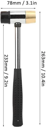 Vista 8 de Martillo de plástico para guitarra, cabeza de latón y goma, herramienta de martillo de trastes de doble cabeza, herramientas de anatomía