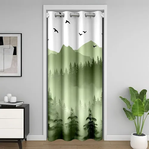 Vista 10 de Cortina de puerta de montaña para privacidad de puerta, árbol de naturaleza salvaje, cortina para puerta de armario, cortina para dormitorio, sala