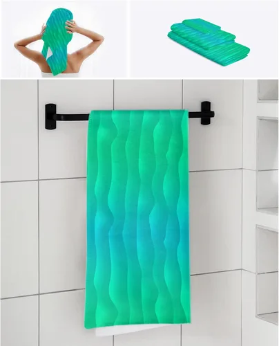 Vista 7 de Juego de toallas de baño verdes de verano para baño, toallas de lujo, regalos para mujeres, secado rápido, playa, cocina, mano, cabello, cara, yoga