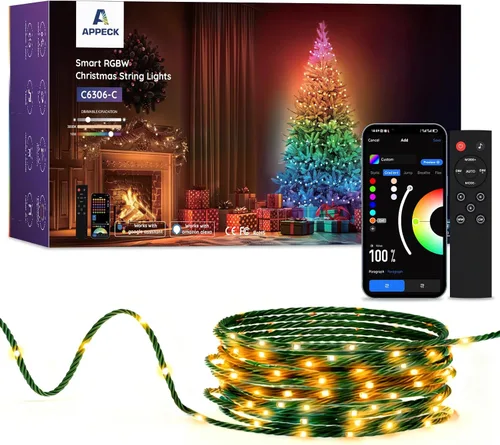 Vista 9 de APPECK RGBW - Guirnalda de luces navideñas de 66 pies, 200 luces, control de aplicación