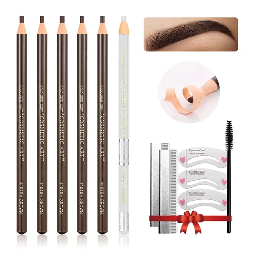 Vista 15 de Set de Lápiz de Cejas Impermeable, Lápiz de Cejas con Cordón de Tirar y Desmontable, Kit de Suministros de Microblading, Lápiz de Línea de Ojos