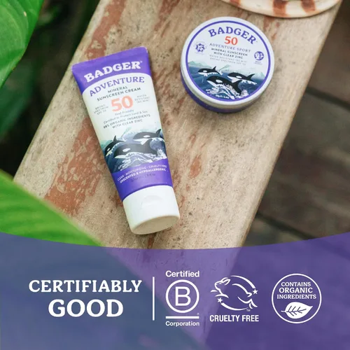 Vista 9 de Badger Protector solar biodegradable seguro para arrecifes, protector solar mineral SPF 50, 98% ingredientes orgánicos, sin perfume, resistente al