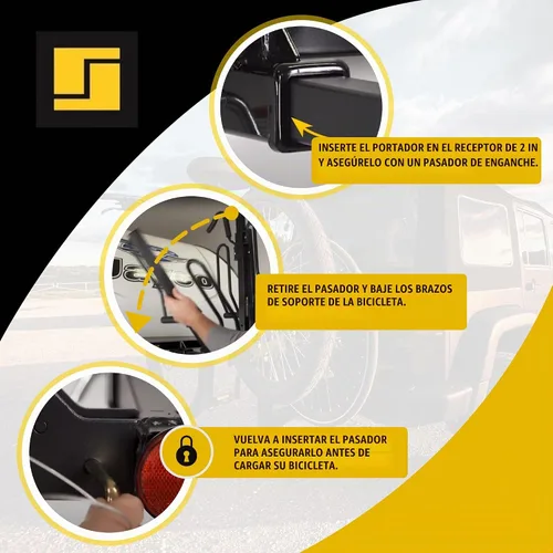 Vista 3 de Stromberg Carlson BC-204 Portabicicletas de Montaje en Plataforma de Servicio Pesado – Portador de Enganche Plegable para 4 Bicicletas, Se Adapta a