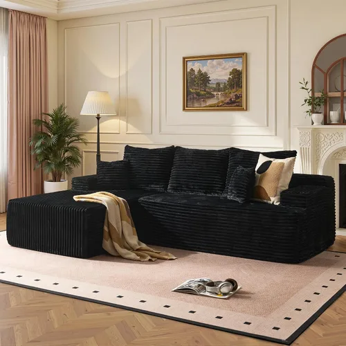 Vista 26 de Sofás seccionales Cloud de 96 pulgadas para sala de estar, sofá sin hueso en forma de L con cómoda silla, sofá modular con asiento profundo,