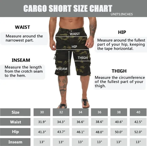 Vista 3 de AKARMY Pantalones cortos cargo de algodón ligeros para hombre, ajuste relajado, casual, con múltiples bolsillos, para exteriores