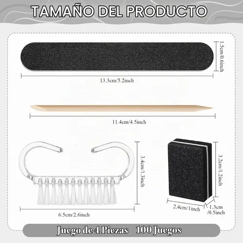 Vista 2 de 100 juegos 4 en 1 kit de manicura desechable a granel, negro