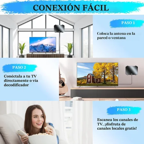 Vista 5 de Antena de TV mejorada 2026 para Smart TV, antena interior para canales