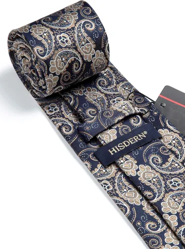 Vista 120 de HISDERN Corbatas para hombre, corbata de cachemira y bolsillo cuadrado tejido clásico floral para hombre, corbata de fiesta de boda