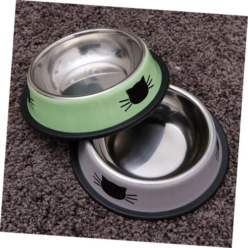 Vista 8 de ABOOFAN Tazón de agua para gatos de acero inoxidable para gatos, apto para bigotes, juego de 2 piezas