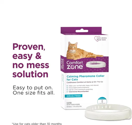Vista 6 de Comfort Zone Paquete económico de collar calmante para gatos: 4 collares calmantes de 30 días para 120 días de calma