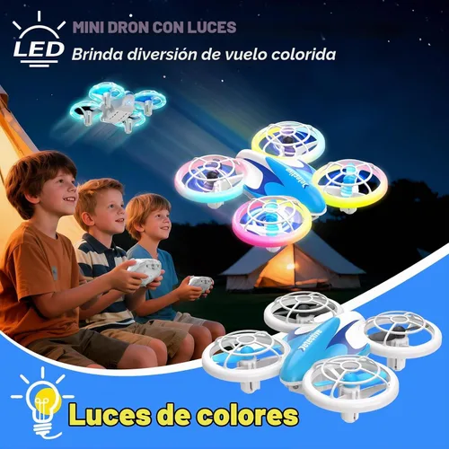 Vista 2 de BlueFire Mini dron para niños, dron RC con luces LED y giro de 360°