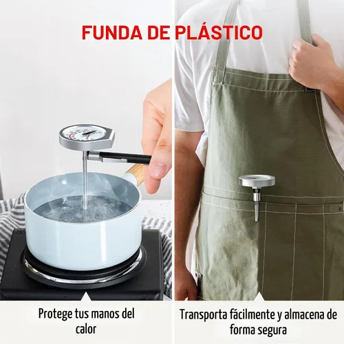 Vista 6 de ThermoPro Dial - Termómetro de carne de lectura instantánea para cocinar, termómetro de alimentos a la parrilla con lente de vidrio, termómetro