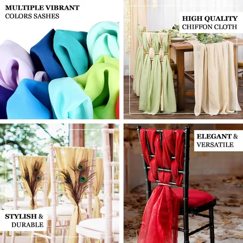 Vista 5 de Efavormart - Paquete de 5 bandas de gasa de alta calidad para silla, 22 x 78 pulgadas, amatista violeta, lazos para silla de diseño transparente