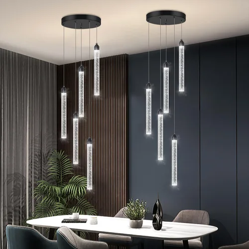 Vista 23 de Candelabros de cristal modernos de 1 luz LED regulable Iluminación colgante para isla de cocina, comedor, pasillo