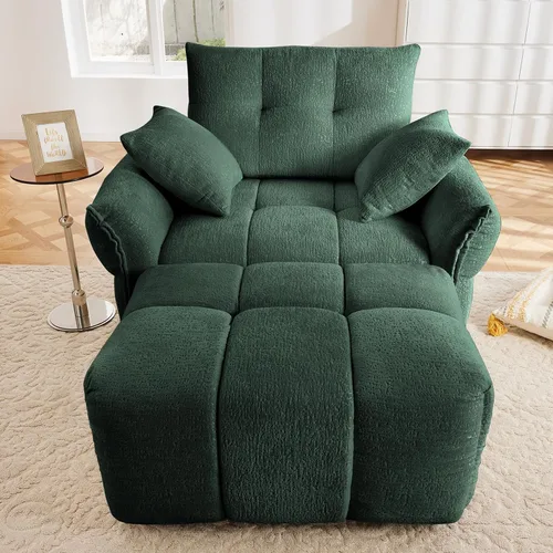 Vista 14 de Leyu&Hafort Sofá modular seccional, sofá modular Cloud con asiento profundo, moderno sofá modular con otomana móvil, sofá de felpilla con almohadas